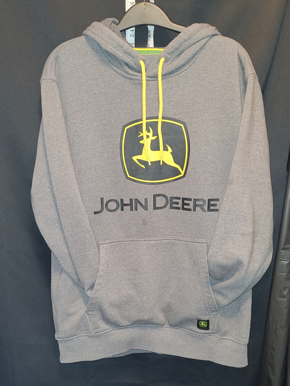 John Deere Men's Gray Hoodie with Yellow Logo SIZE SMALL
